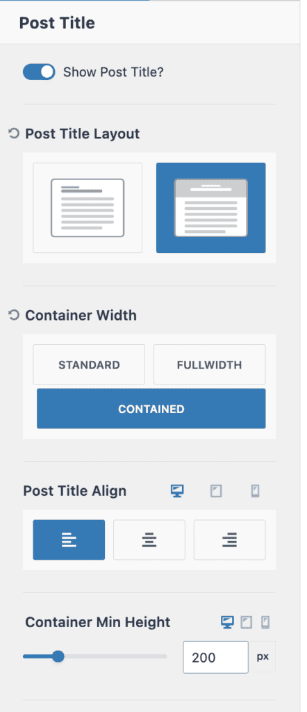 Kadence Single Post Layout - Post Title Settings